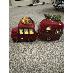Car & Camper Set Pier 1 Light- Up LED Ceramic Christmas Tree